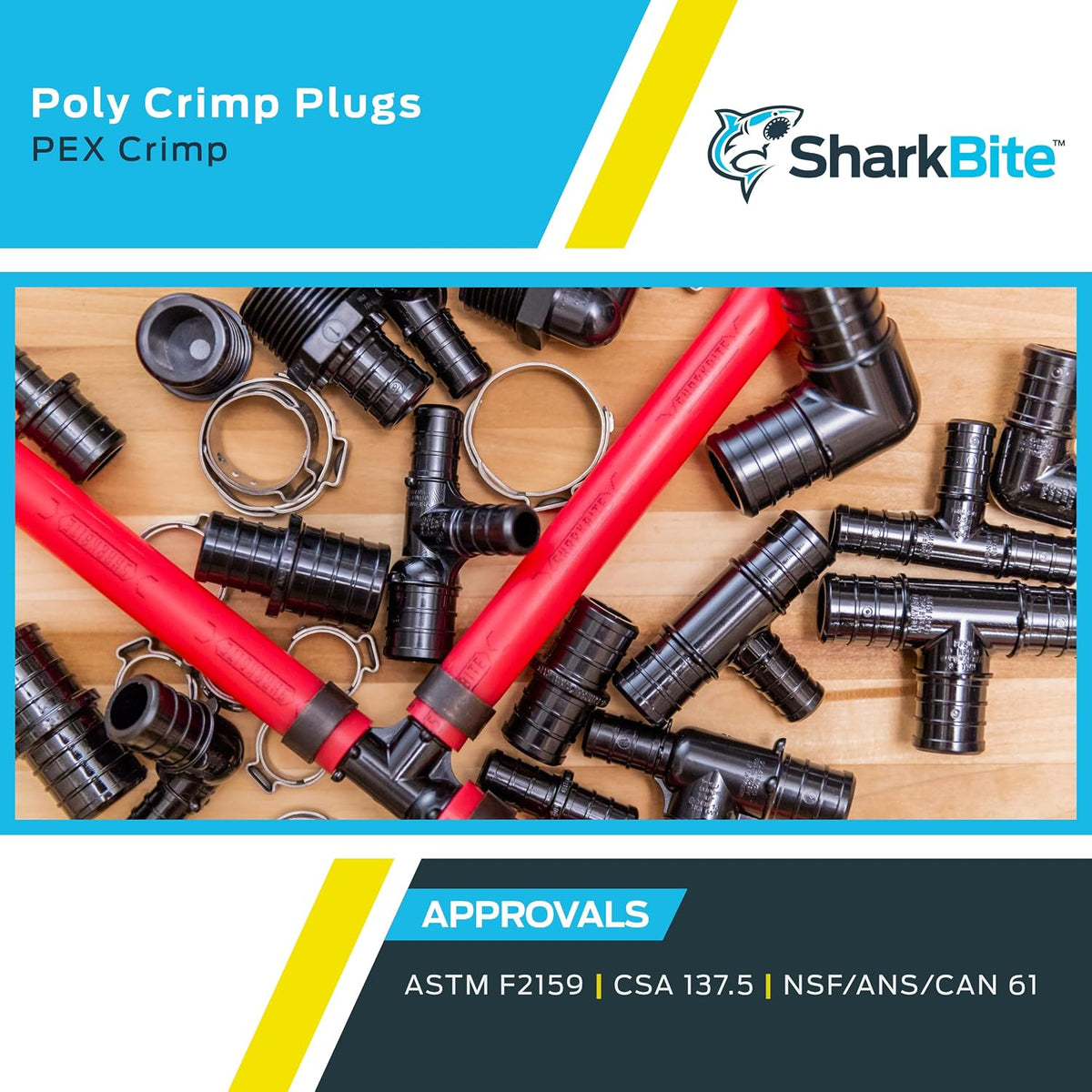 SharkBite 3/4 Inch Poly Crimp Plug, Pack of 25, PEX Pipe, PE-RT, UP518