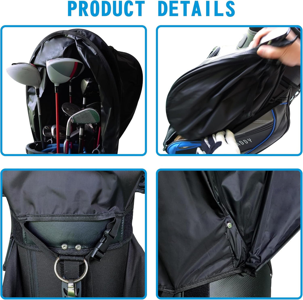 Golf Bag Rain Cover – Lightweight 250g Waterproof & UV-Resistant Hood with Flexible Frame, Fits Stand & Cart Bags