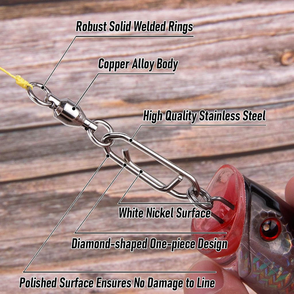 30-Pack Fishing Speed Clips Quick Change Snap Swivels, Ball Bearing Swivel Power Clips Fishing Snap Swivels