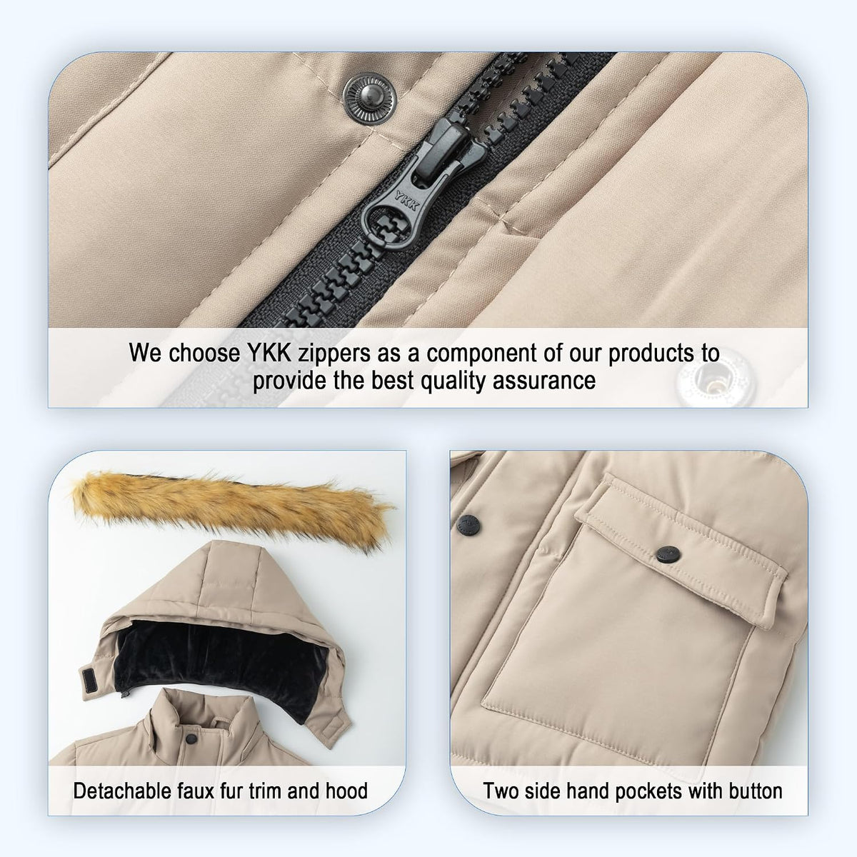 Boy's Winter Coat Waterproof Fleece Lined Parka Jackets Kids Hooded Puffer Outerwear
