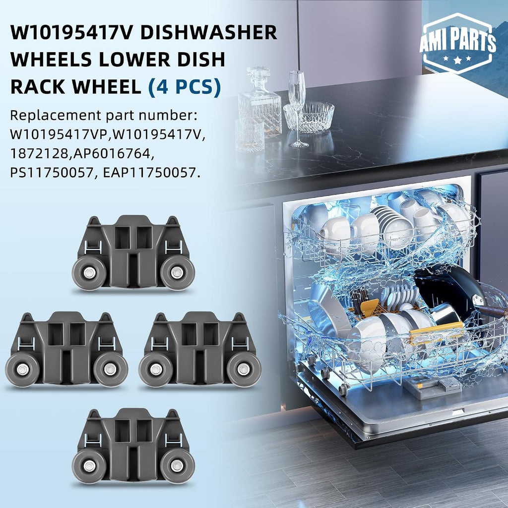 UPGRADED W10195417V WPW10195417V Dishwasher Wheels Lower Rack