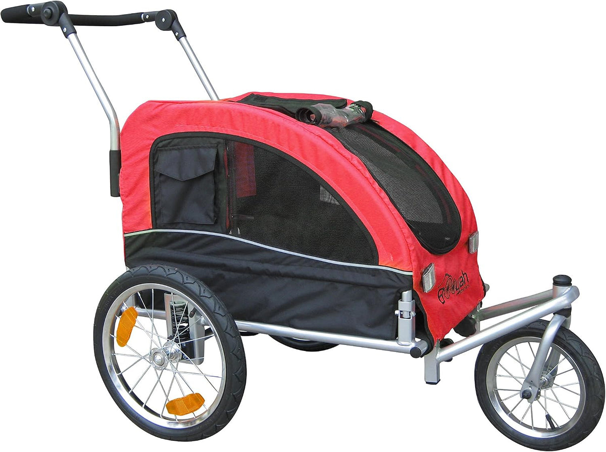 Booyah Medium pet Dog Bike Bicycle Trailer, Stroller and Jogger with Suspension,40 pounds, Adjustable Handlebar, Slow