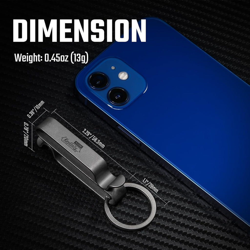 KM00 Titanium Belt Loop Keychain Clip | Double Side Quick Release Key Holder with Detachable Key Ring