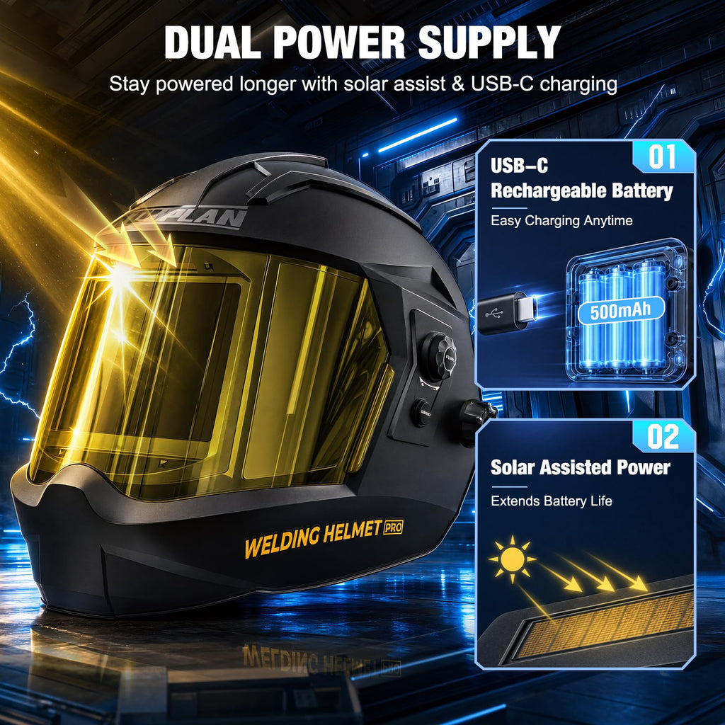 Auto Darkening Welding Helmet 180° Panoramic View True Color