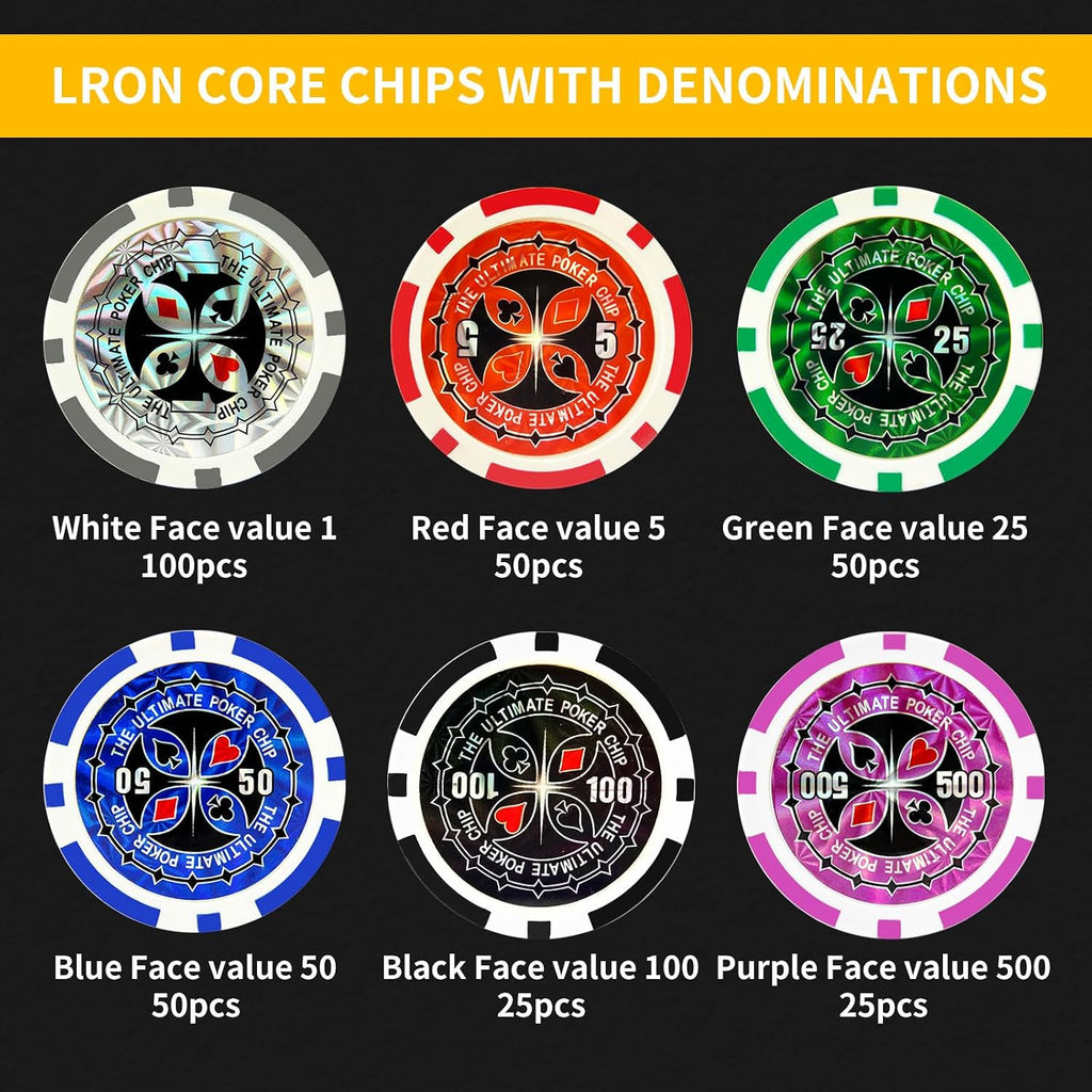 Poker Chips with Numbers,11 Gram Poker Chips Set,300Pcs | With Aluminum Travel Case, Casino Poker Set for Texas