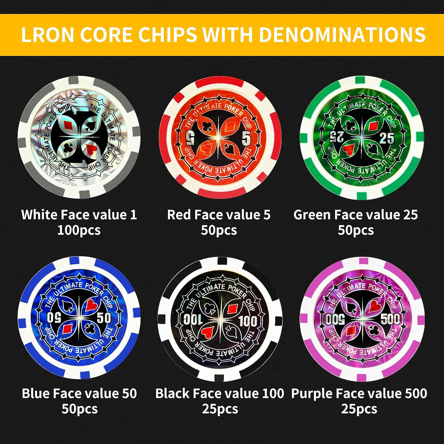 Poker Chips with Numbers,11 Gram Poker Chips Set,300Pcs | With Aluminum Travel Case, Casino Poker Set for Texas