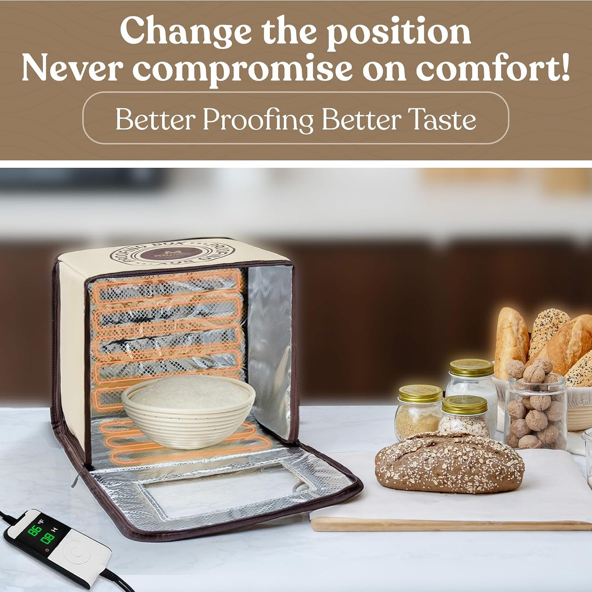 Bread Proofing Box – Bread Proofer, Dough Fermentation Box with Carry Bag, Sourdough Starter Warmer, Foldable &