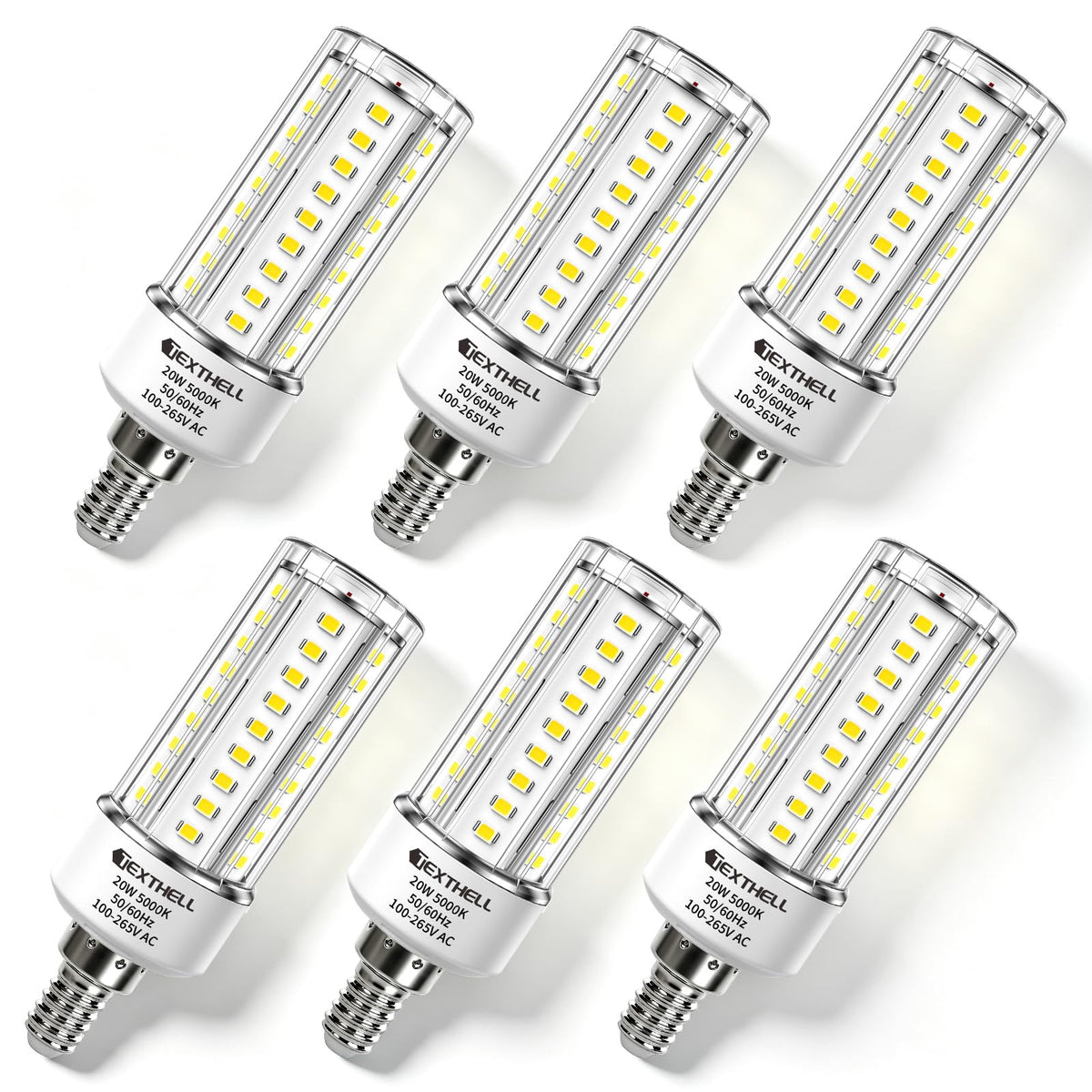 20W E12 Base LED Corn Light Bulb 6pack Corn Bulb 5000K Daylight Bulb