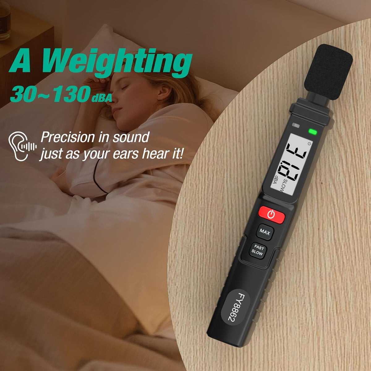 Decibel Meter, 30-130dB Digital Sound Level Meter with LCD Display