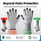 Beyond-Palm A9 Cut Resistant Work Gloves - Extended Wrist Protection, Sandy Nitrile Grip, Breathable, Touchscreen