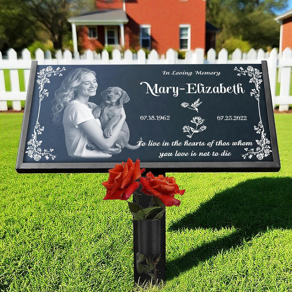 Headstones for Graves - Natural Granite Memorial Stone Custom Tombstones for Grave Stones Temporary Grave Marker for
