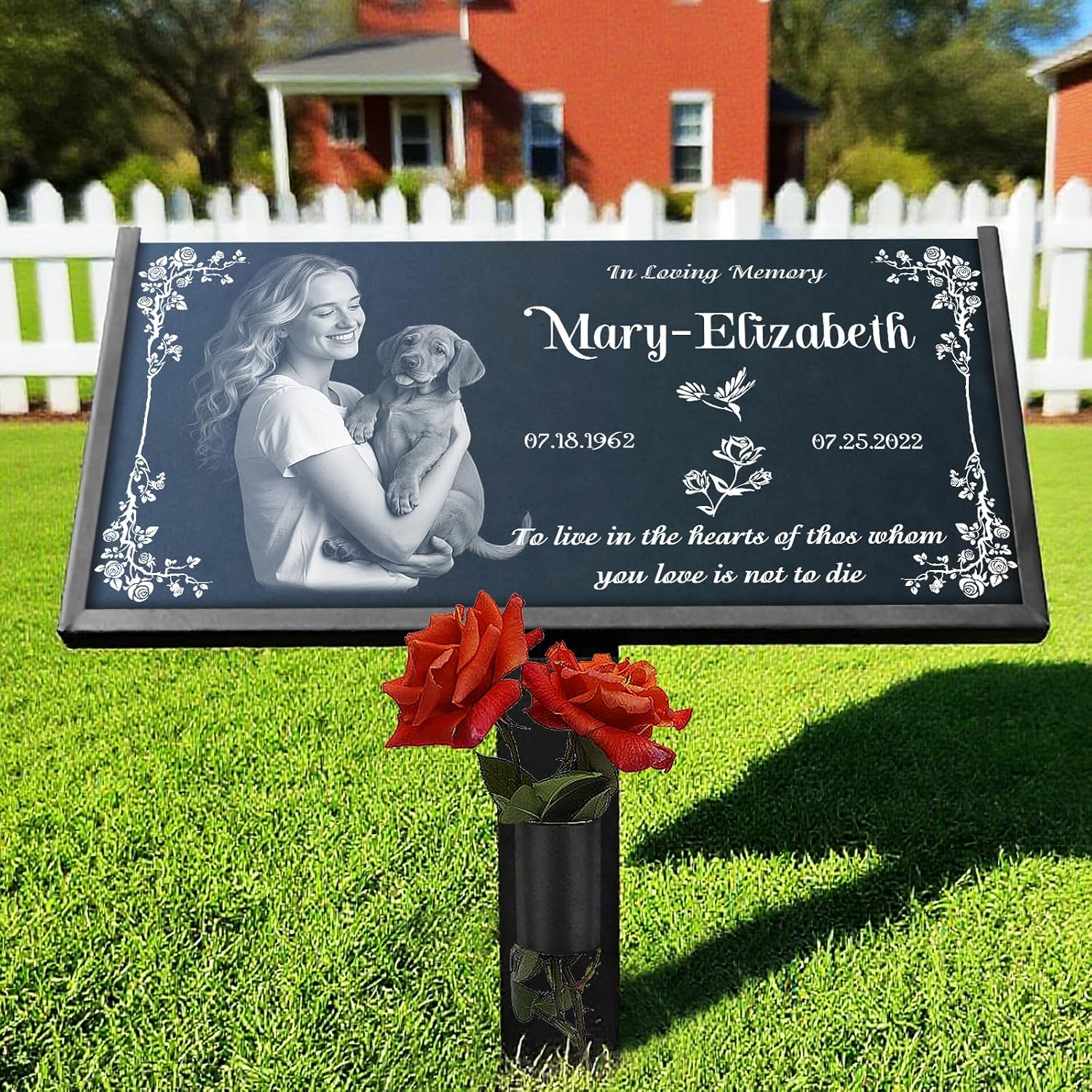Headstones for Graves - Natural Granite Memorial Stone Custom Tombstones for Grave Stones Temporary Grave Marker for