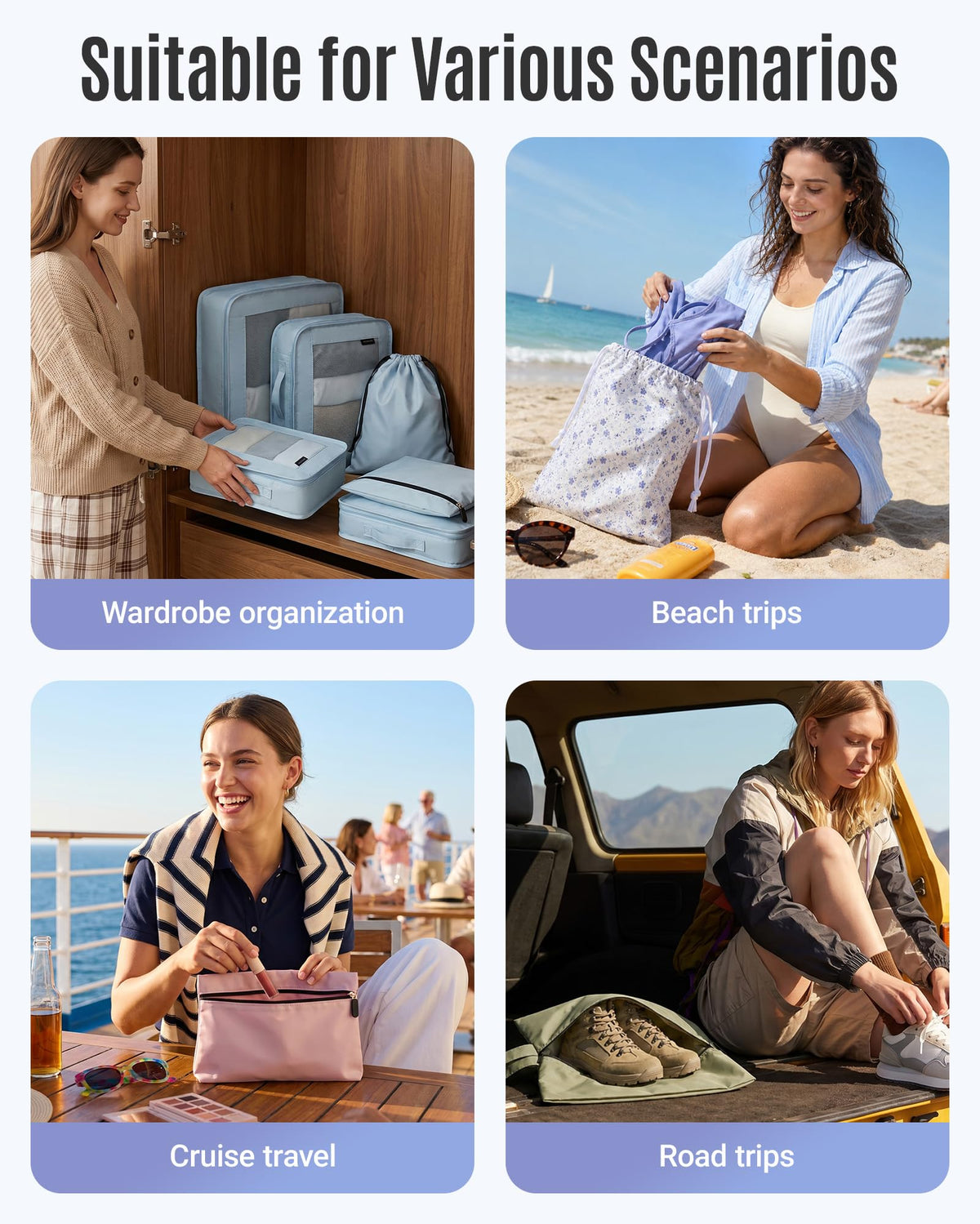 8 Set Packing Cubes for Travel, Cruise Ship Travel Essentials