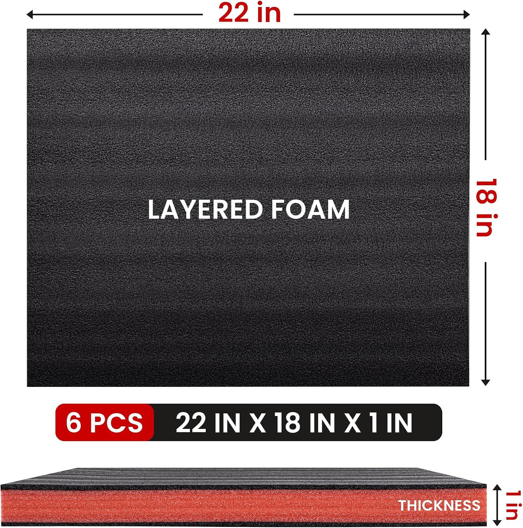 Tool Box Foam, 6Pack 22x18x1 inch, Foam Inserts for Cases