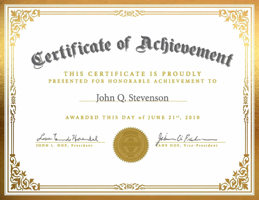Professional Certificate Paper 8.5 x 11 for Printing, Diploma Paper, Award Certificates Paper, 80 lb, 15 Count, Gold