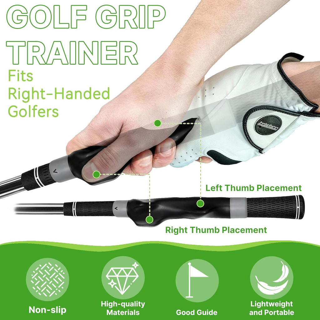 Golf Training Aids Kit, 3-in-1 Swing Training Set with Trainer Grip, Impact Tape for Golf Clubs, Inflatable Golf
