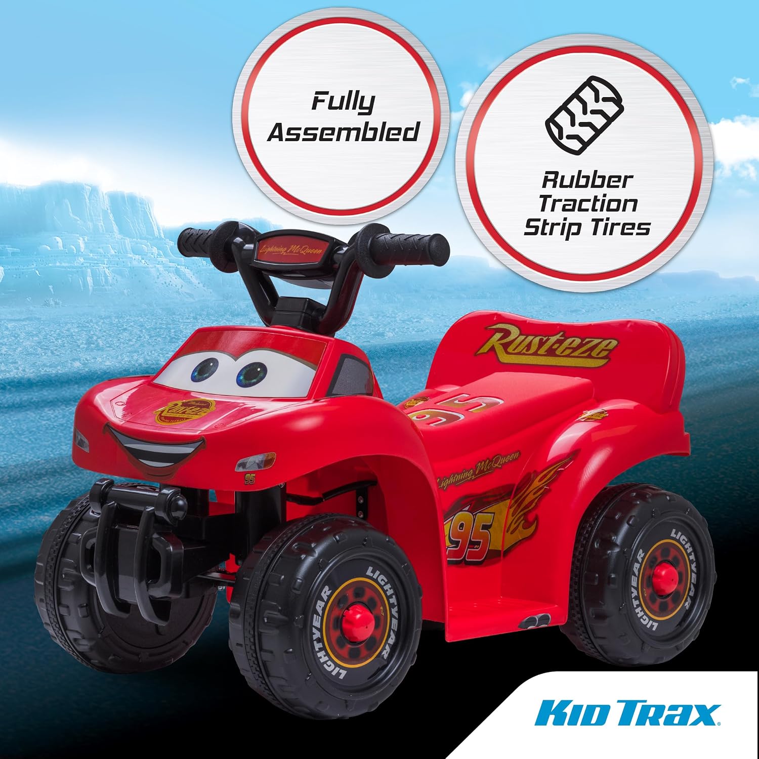 Toddler Disney Cars Quad Ride On Toy, Kids 1.5-3 Years Old, 6 Volt Battery and Charger Included, Max Weight 45 lbs