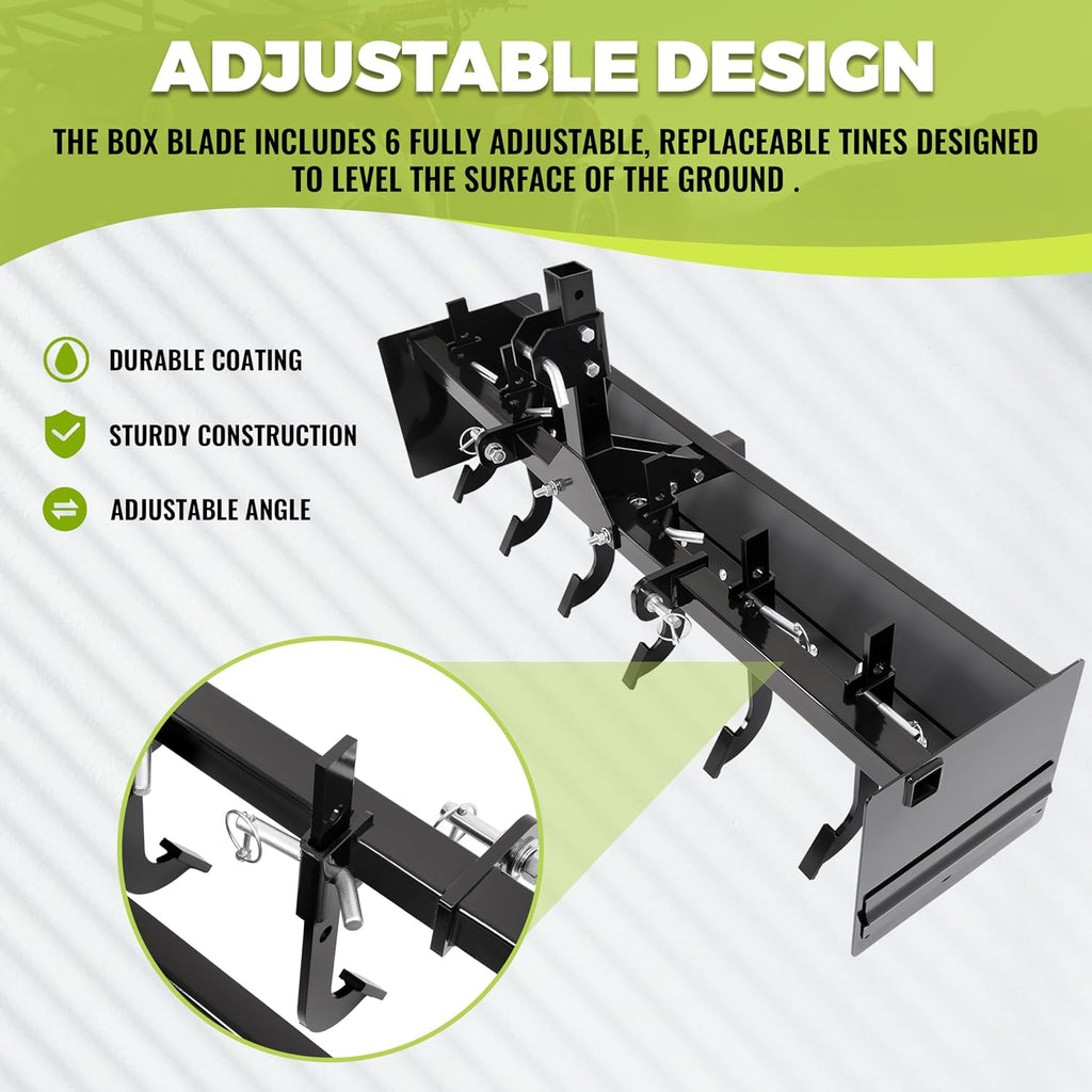 55" 3-Point Box Scraper Compatible with CAT-0 Garden Lawn Mower Tractor Box Blade