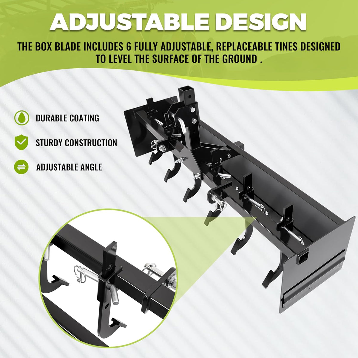55" 3-Point Box Scraper Compatible with CAT-0 Garden Lawn Mower Tractor Box Blade