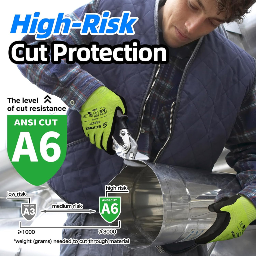 2 Pairs Cut Resistant Gloves ANSI A6/A7 (Send Randomly) Cut Proof Work Gloves, Touchscreen