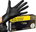 5 Mil Black Disposable Nitrile Gloves for Men, Heavy-Duty for Household Cleaning, Cooking, Working, Powder Free, S-XL