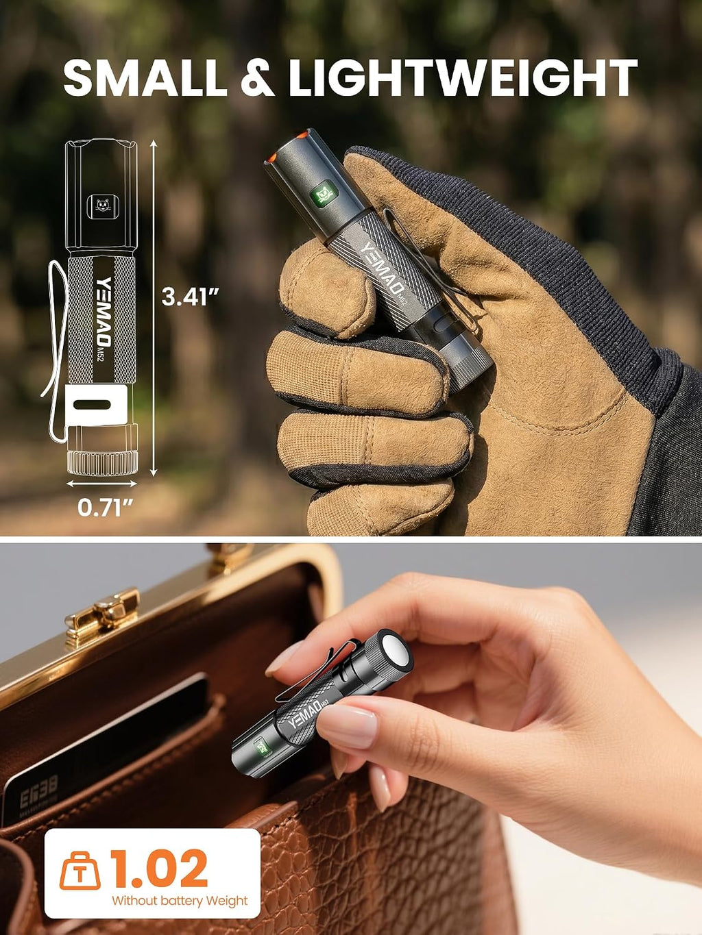 Rechargeable Flashlights 1500 Lumens EDC Flashlight,Pocket Flashlight High Lumens with Clip,Super Bright Small