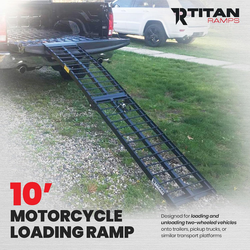 Heavy-Duty Extra-Wide Motorcycle Loading Ramp, 800 lb, 10 Ft