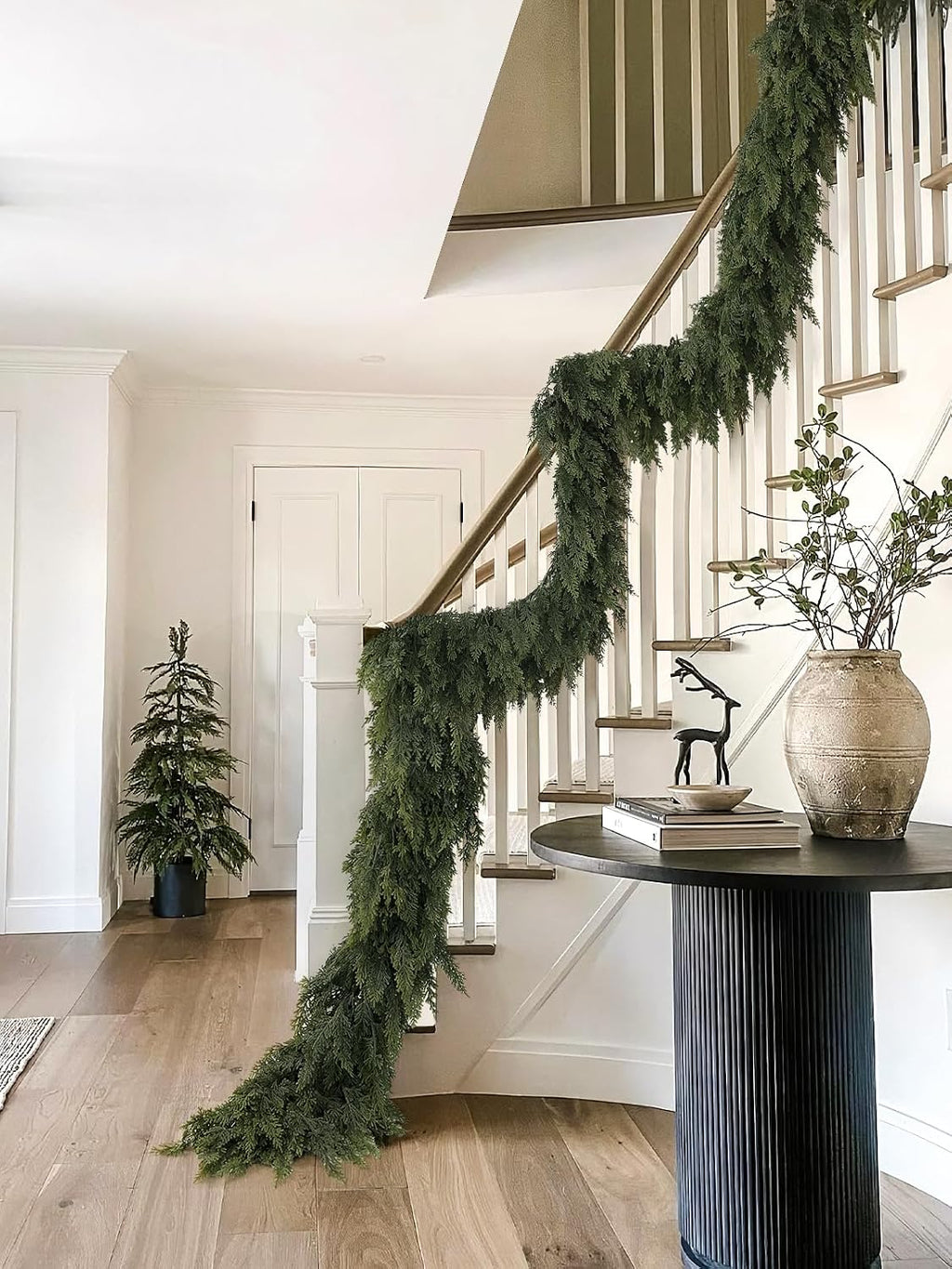 9Ft Christmas Cedar Garland, Real Touch Soft Greenery Christmas Decorations | Realistic Thick Full Lush Artificial