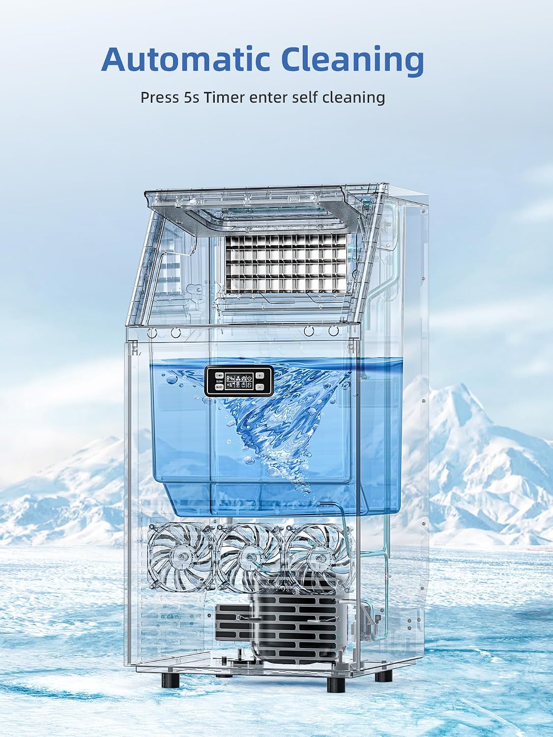 Commercial Ice Maker Machine 100Lbs/24H, Stainless Steel Undercounter Ice Maker with 33Lbs Storage Capacity