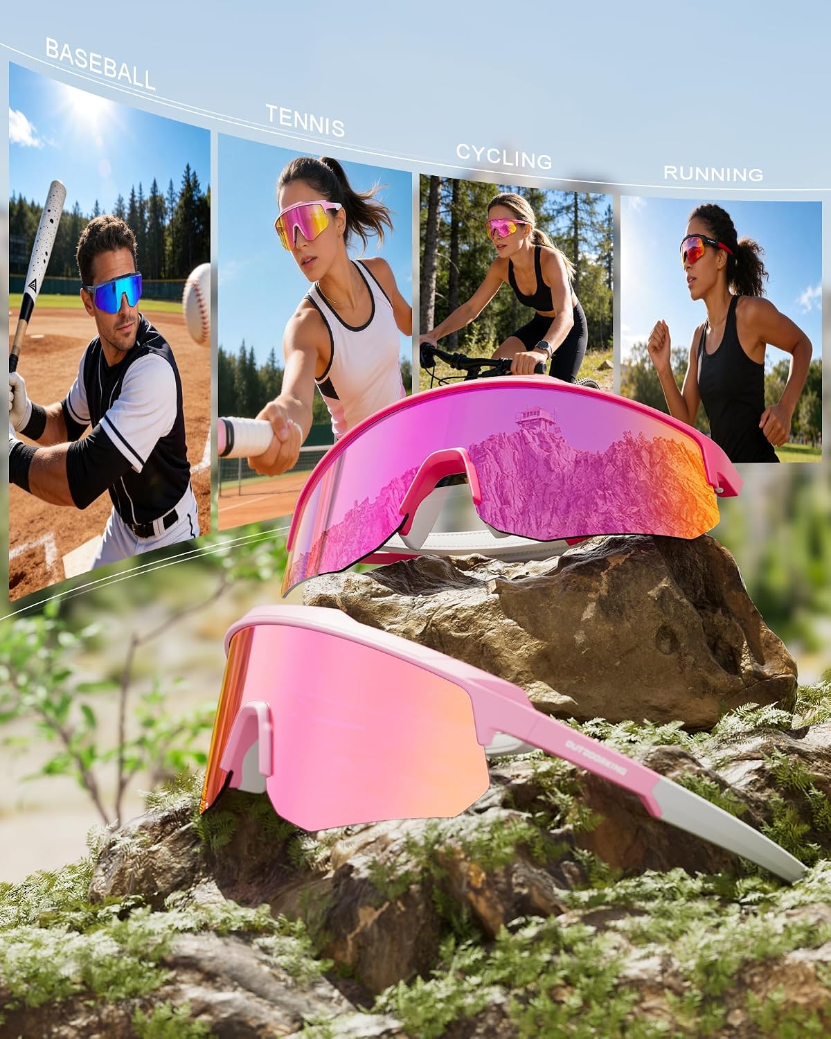 Polarized Sport Sunglasses Men Women Bike Sunglasses for Men Cycling UV Protection Driving Fishing 3 Packs