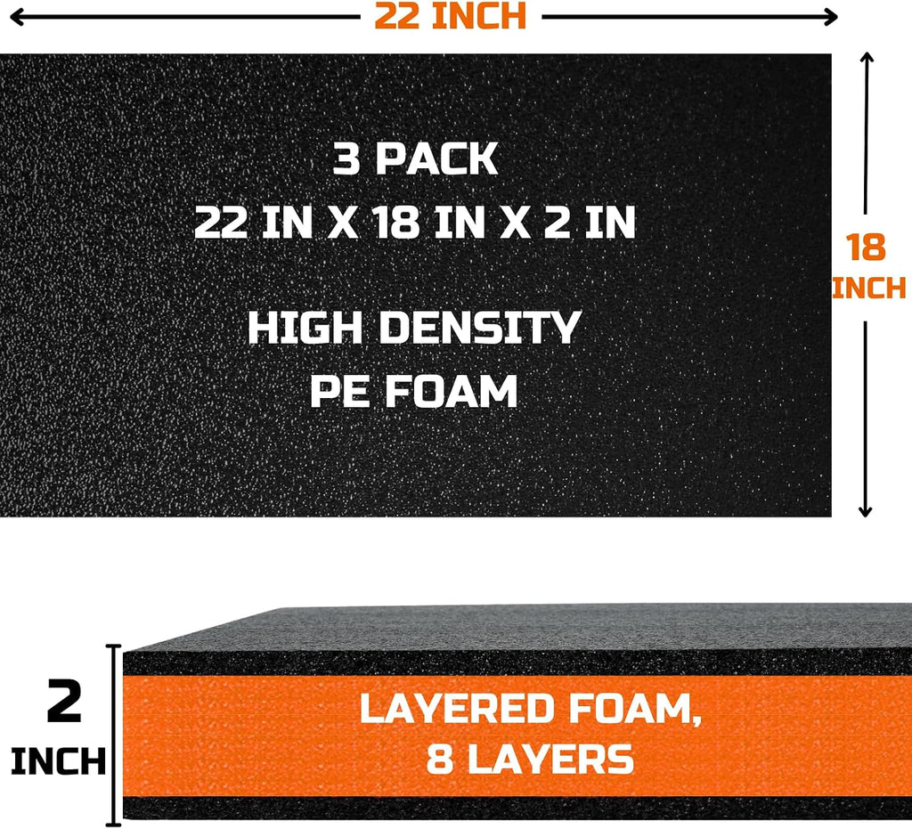 Tool Box Foam Organizer 22x18x2 inch 3Pack, Kaizen Sheets for Pro Tool Control, Custom Tool Shadow Inserts for Cases