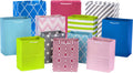 Gift Bags, 12-Pack, Assorted Sizes (Green, Blue, Pink, Grey)