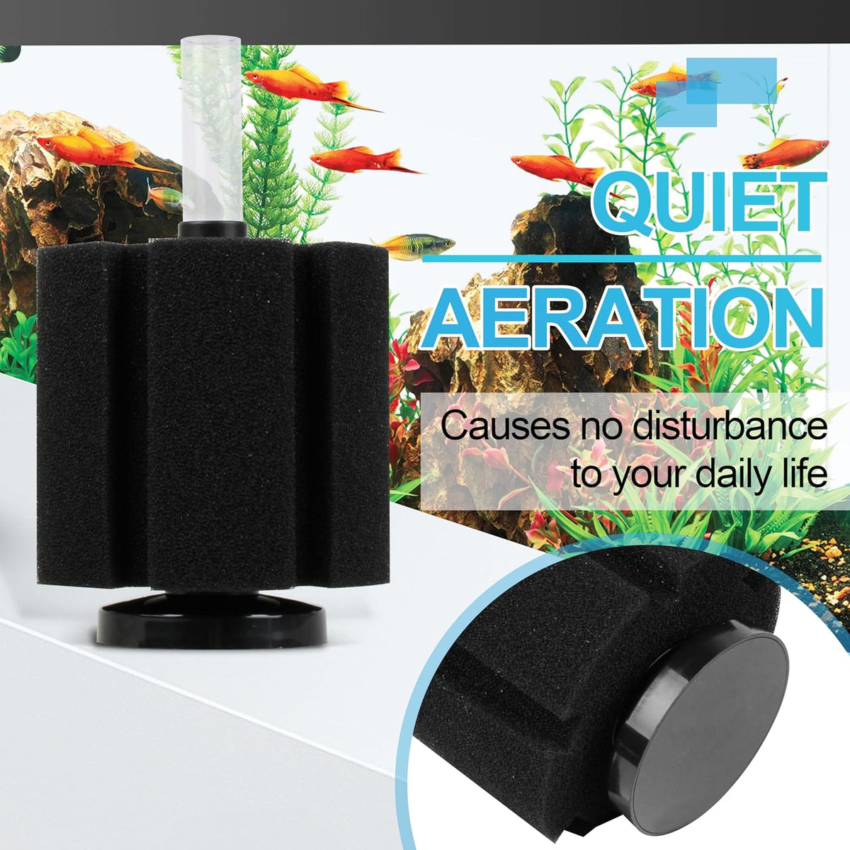 Large Aquarium Bio Sponge Filter, Fits Aquarium Tanks Up to 60 Gallons