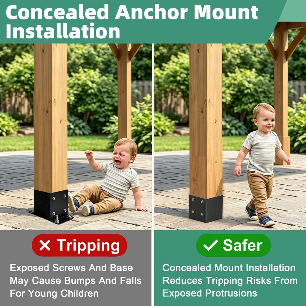 4x4 Post Base, Concealed Fastener Concrete Post Anchor,Elevated Post Base