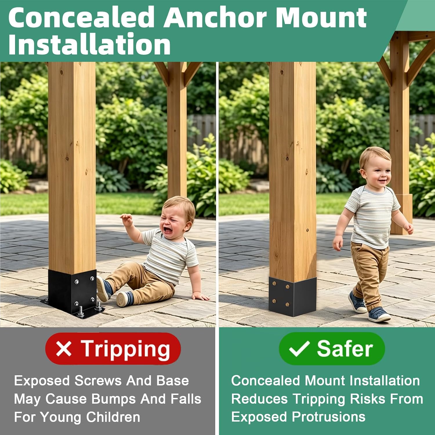 4x4 Post Base, Concealed Fastener Concrete Post Anchor,Elevated Post Base