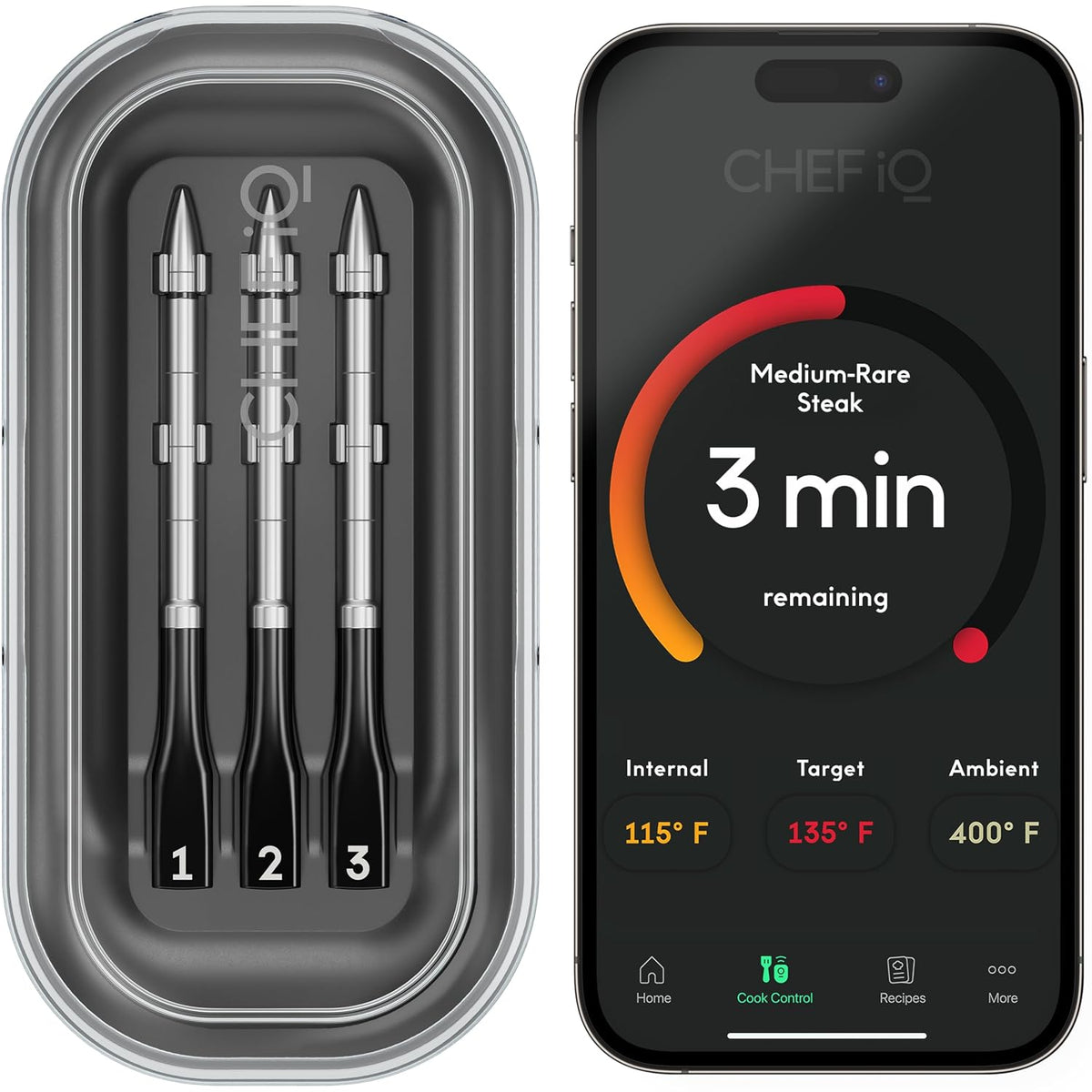 Sense Smart Wireless Meat Thermometer with 3 Ultra-Thin Probes, Unlimited Range Bluetooth Meat Thermometer, Digital