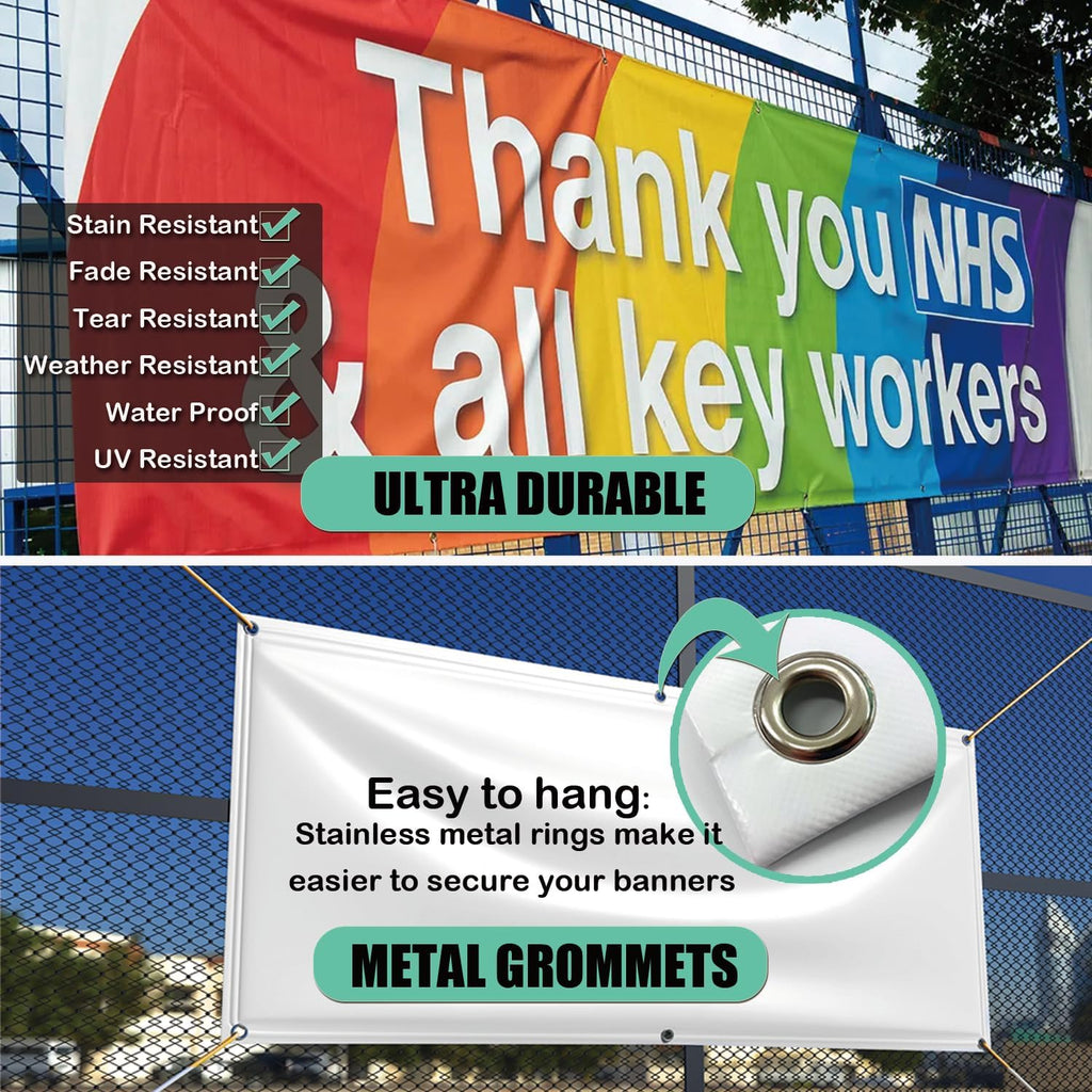 Custom Vinyl Banner | 2'X1' to 20'X10' | Personalized Signs for Business, Birthdays, Weddings, Events, Outdoor &