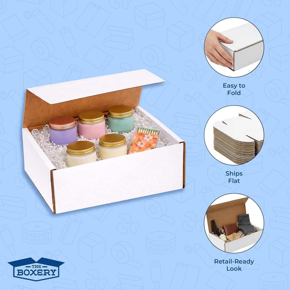 Corrugated Mailers White Tuck Shipping Boxes (9x8x5)