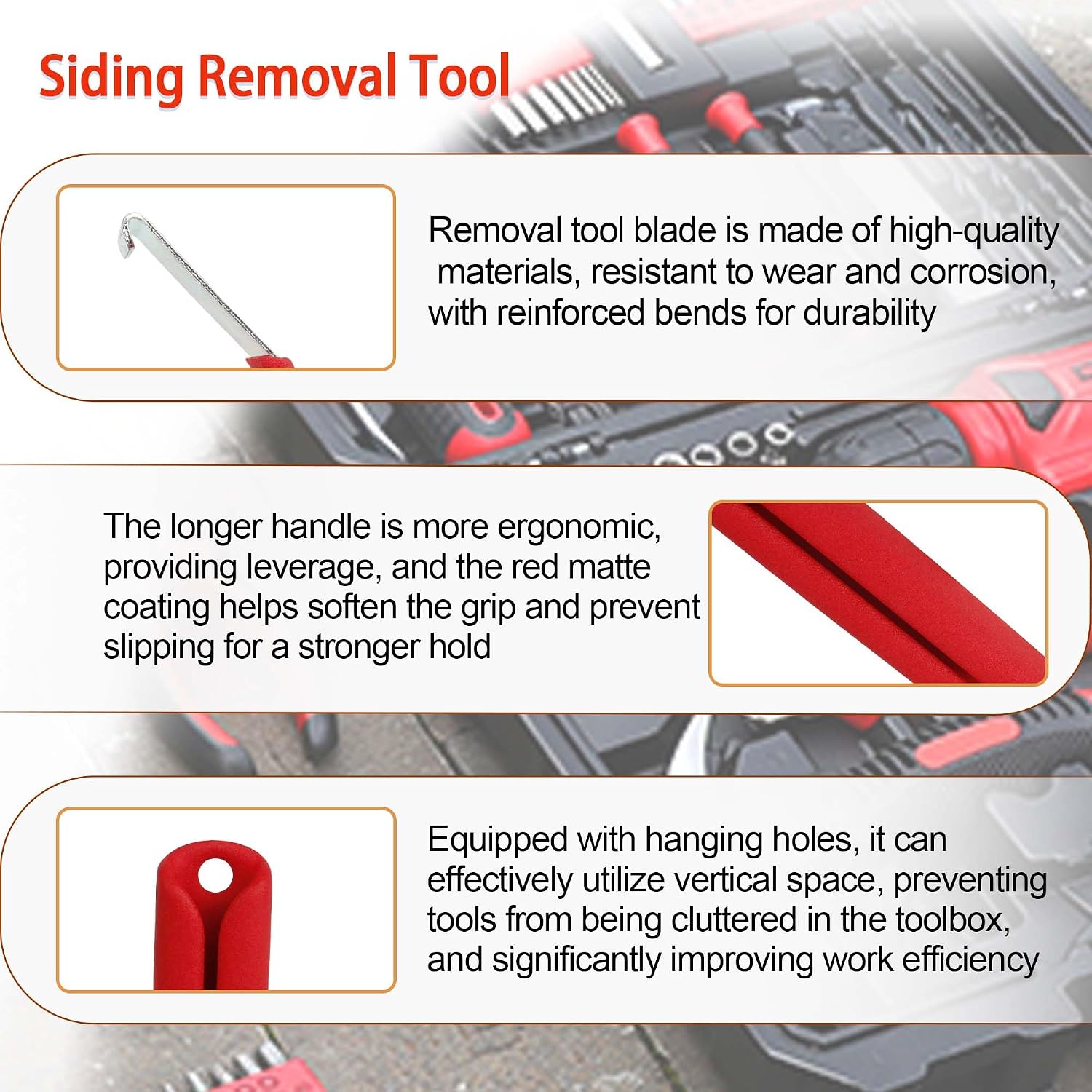 Vinyl Siding Removal Tool with Extra Long Non-Slip Handle 2 Pack