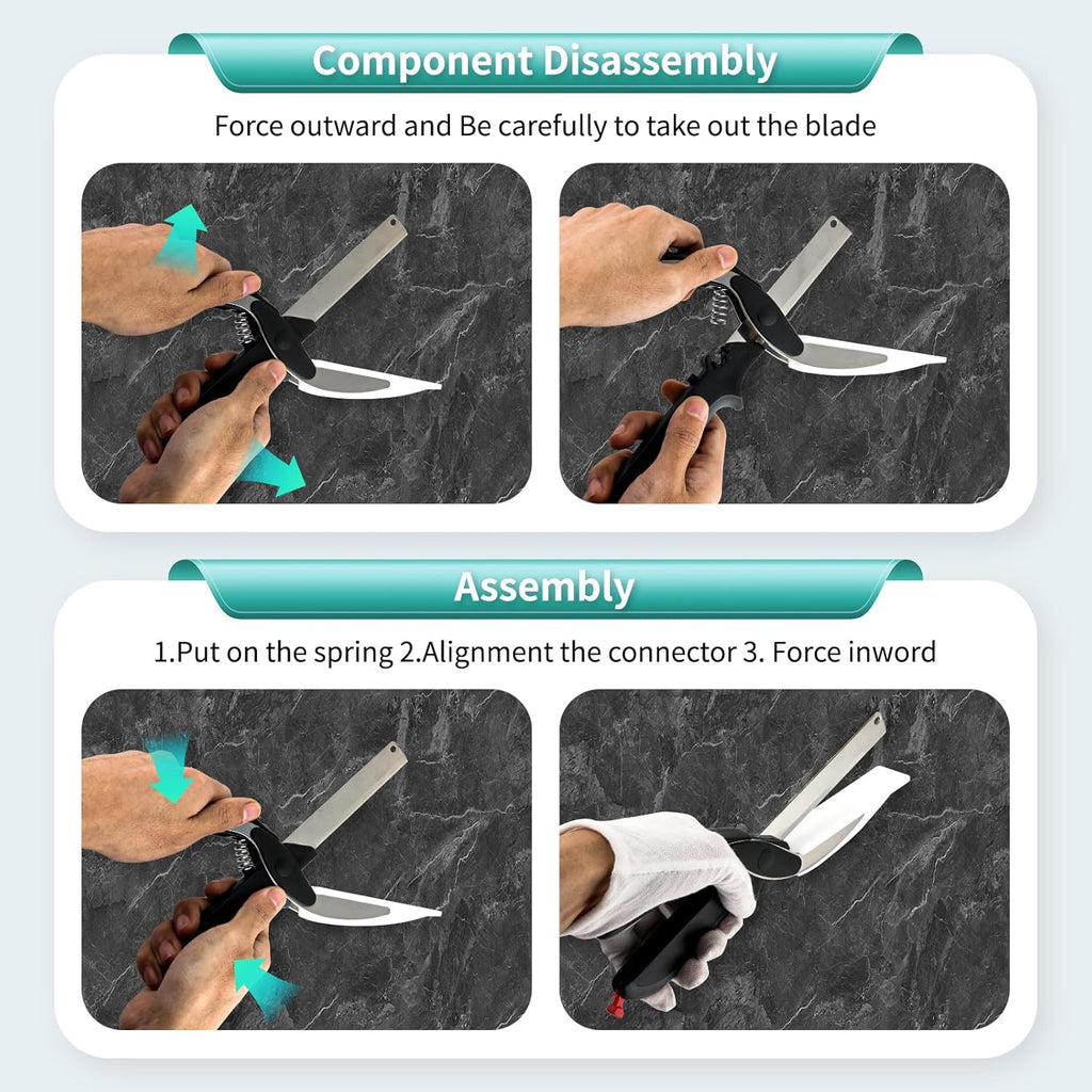 Professional 8-Inch Kitchen Shears with Built-in Cutting Board - Multi-Purpose Kitchen Scissors for Vegetables