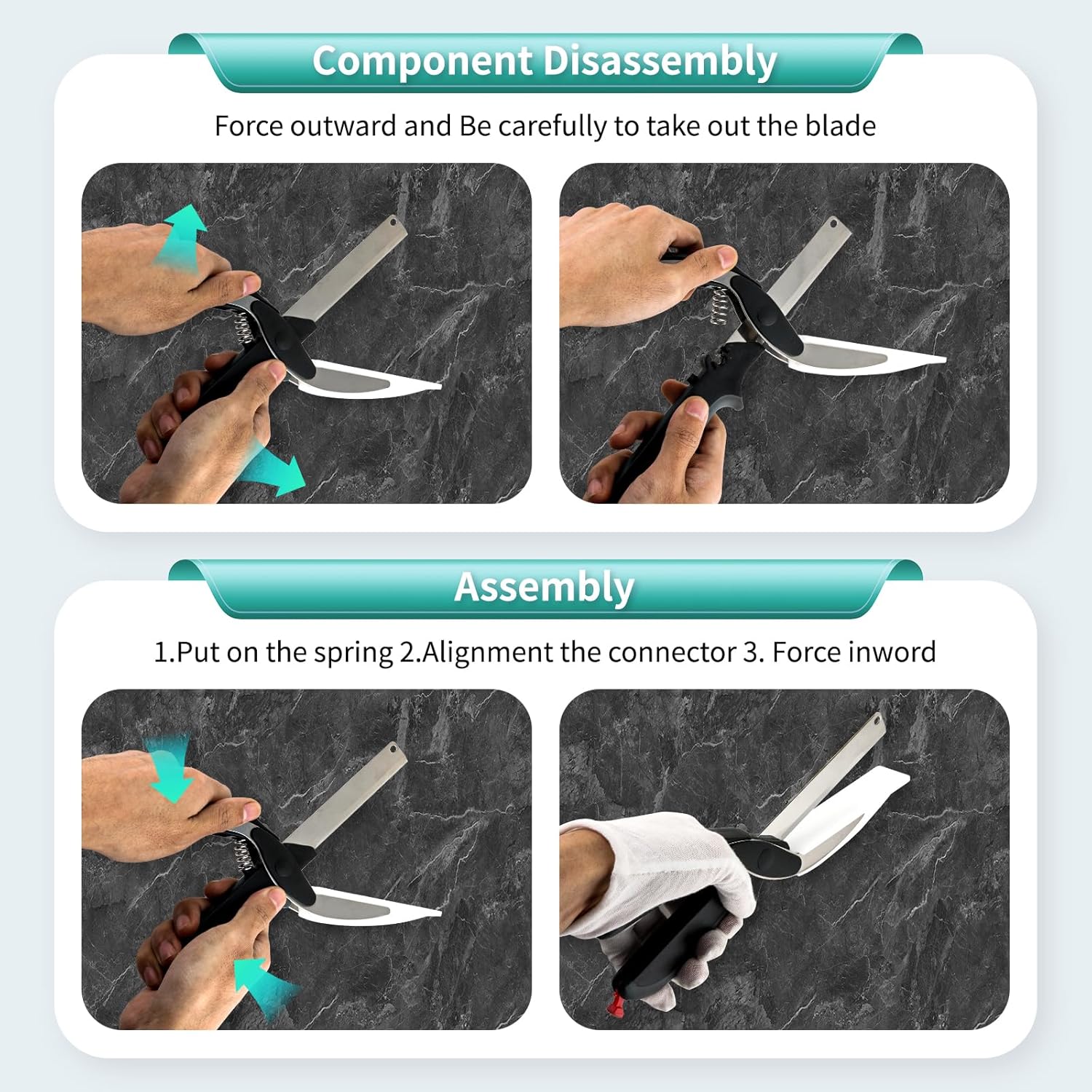 Professional 8-Inch Kitchen Shears with Built-in Cutting Board - Multi-Purpose Kitchen Scissors for Vegetables
