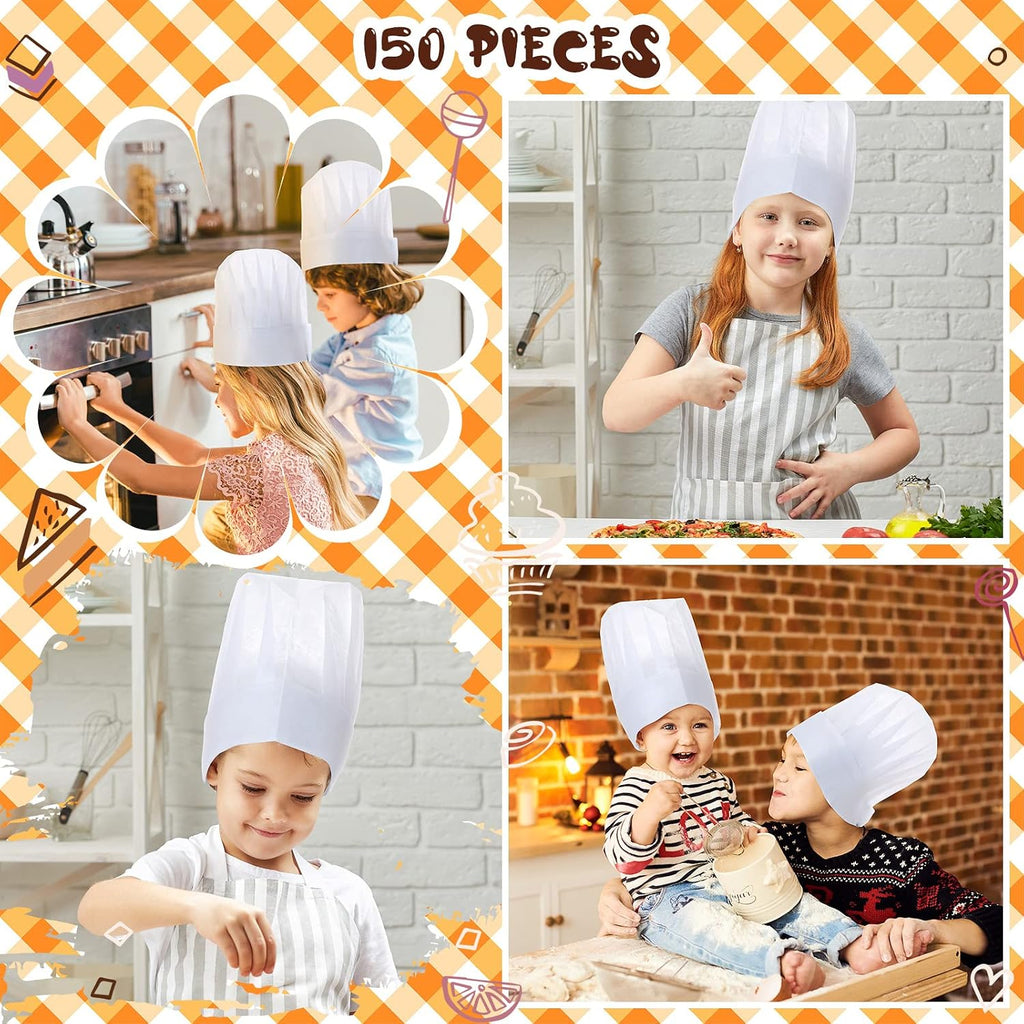 150 Pack Kids Chef Hat Bulk Non-woven