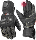 Leather Motorcycle Gloves for Men and Women, CE-Certified，Riding Racing Gloves with ESA Cushioning Kevlar Carbon