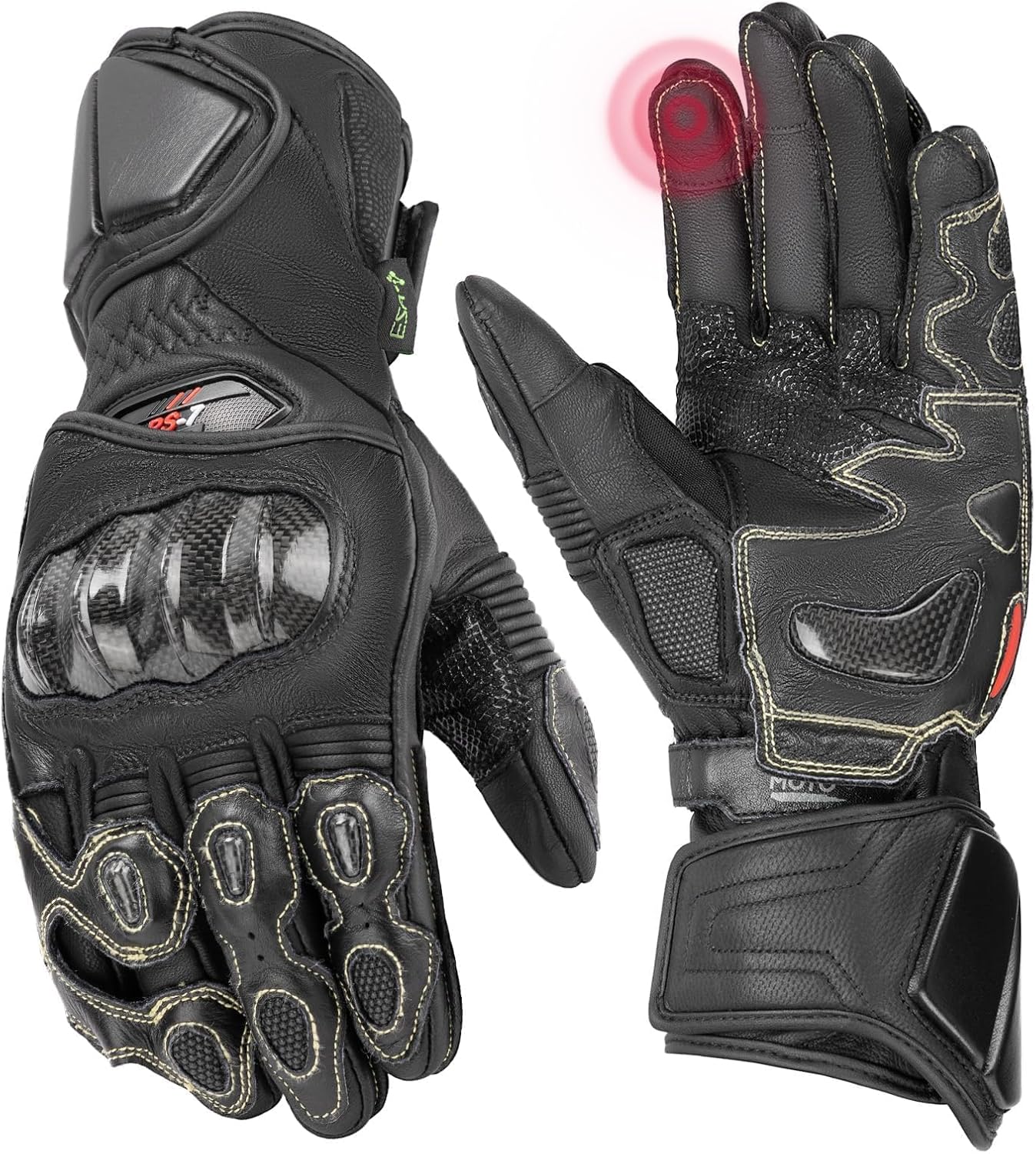 Leather Motorcycle Gloves for Men and Women, CE-Certified，Riding Racing Gloves with ESA Cushioning Kevlar Carbon