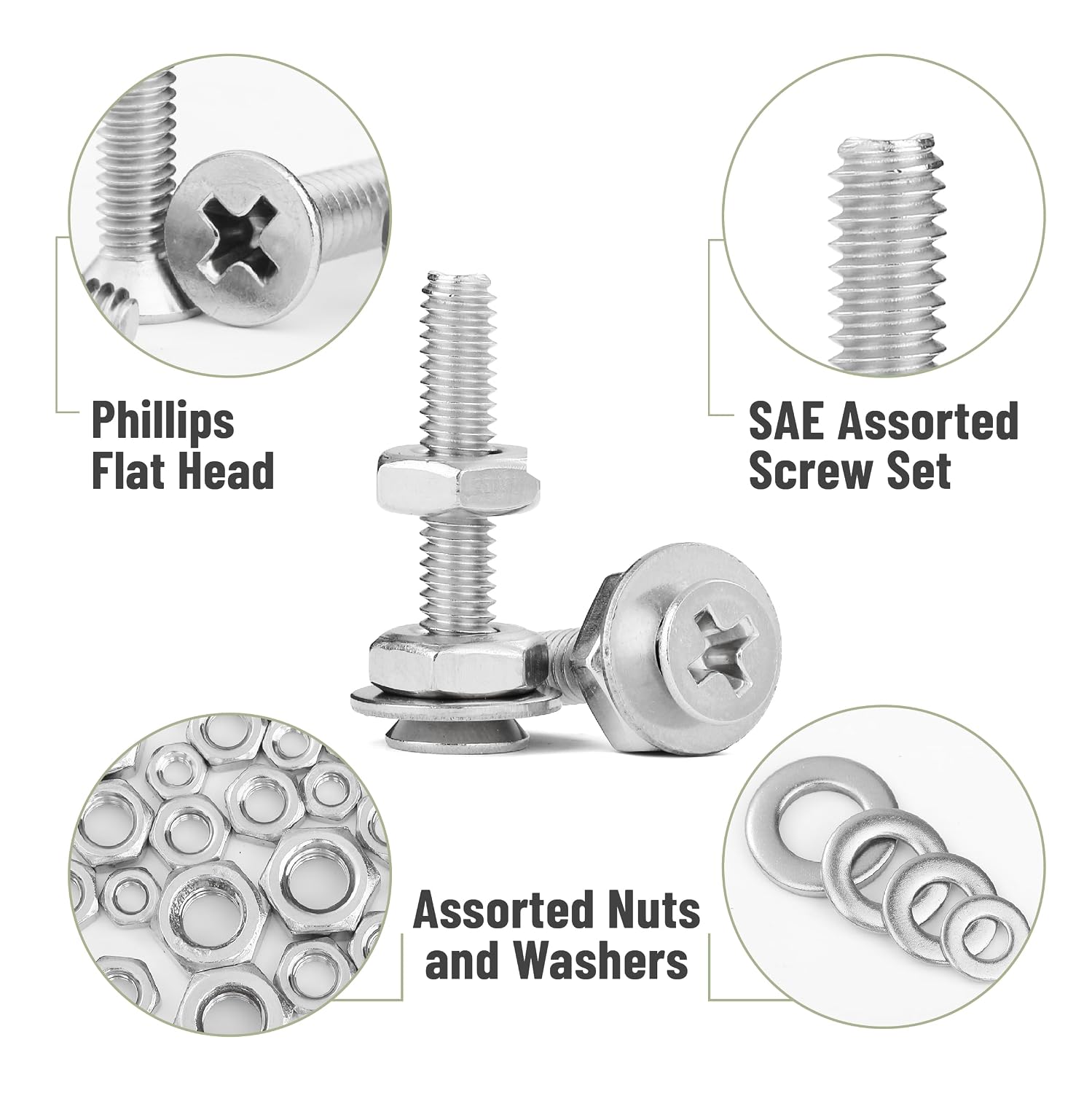 Nuts and Bolts Assortment Kit, 900 pcs, Stainless Steel