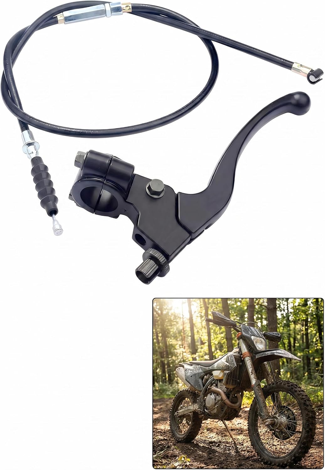 7/8" Left Clutch Lever Handle Cable, Motorcycle Left Clutch Brake Lever Perch Assembly, Waterproof Break-Proof Handle Grip Set for 50cc 70cc 90cc 110cc 125cc 150cc Motocross ATVs (Black)