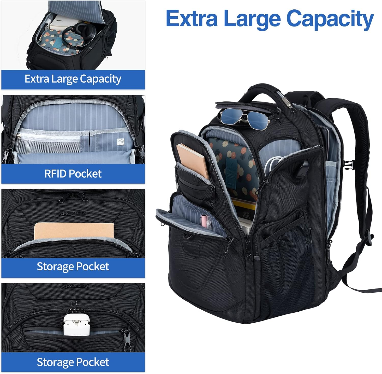 TSA Friendly Travel Laptop Backpack 18.4 inch XXXL Gaming Backpack Water-Repellent College Daypack Business Backpack