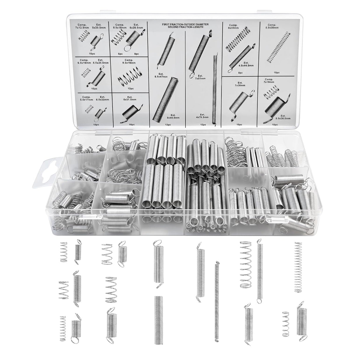 200 PCS Compression Extension Springs, 20 Different Sizes