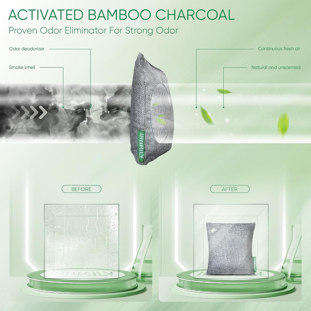 Activated Charcoal Odor Absorber, 8P Nature Odor Eliminator for Strong Odor