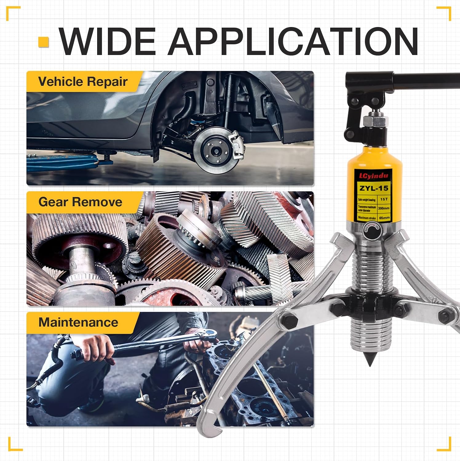 10 Ton Hydraulic Gear Puller Kit – 2 or 3 Jaws Bearing Hub Separator with Case for Hubs, Bearings, Gears